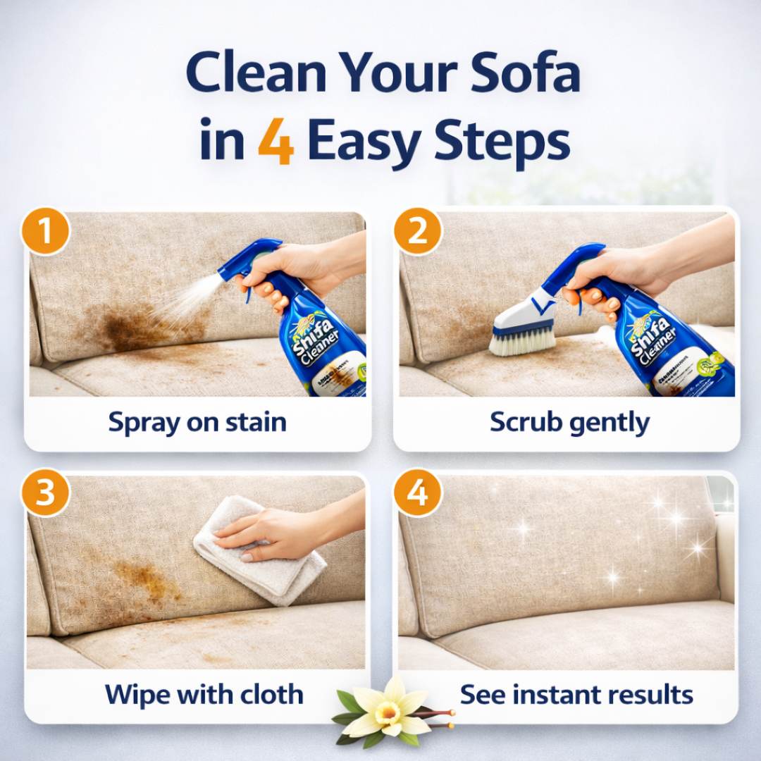 Sofa Shine Cleaner – Powerful Stain Remover for All Fabrics | Vanilla Fragrance | Non-Bleach Formula